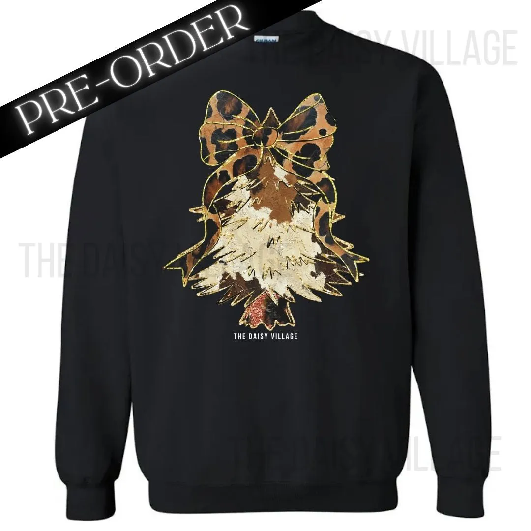 * PRE-ORDER* Cowhide & Leopard Bow Christmas Tree Sweatshirt