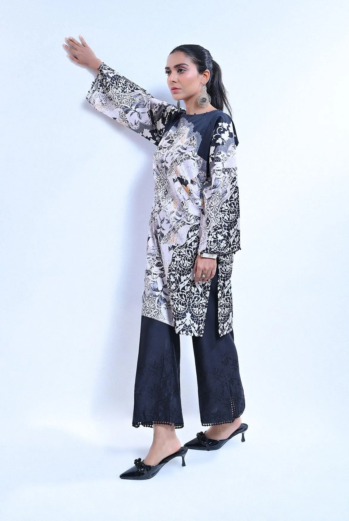1Pc | RTW | Cotton Gray Satin Shirt