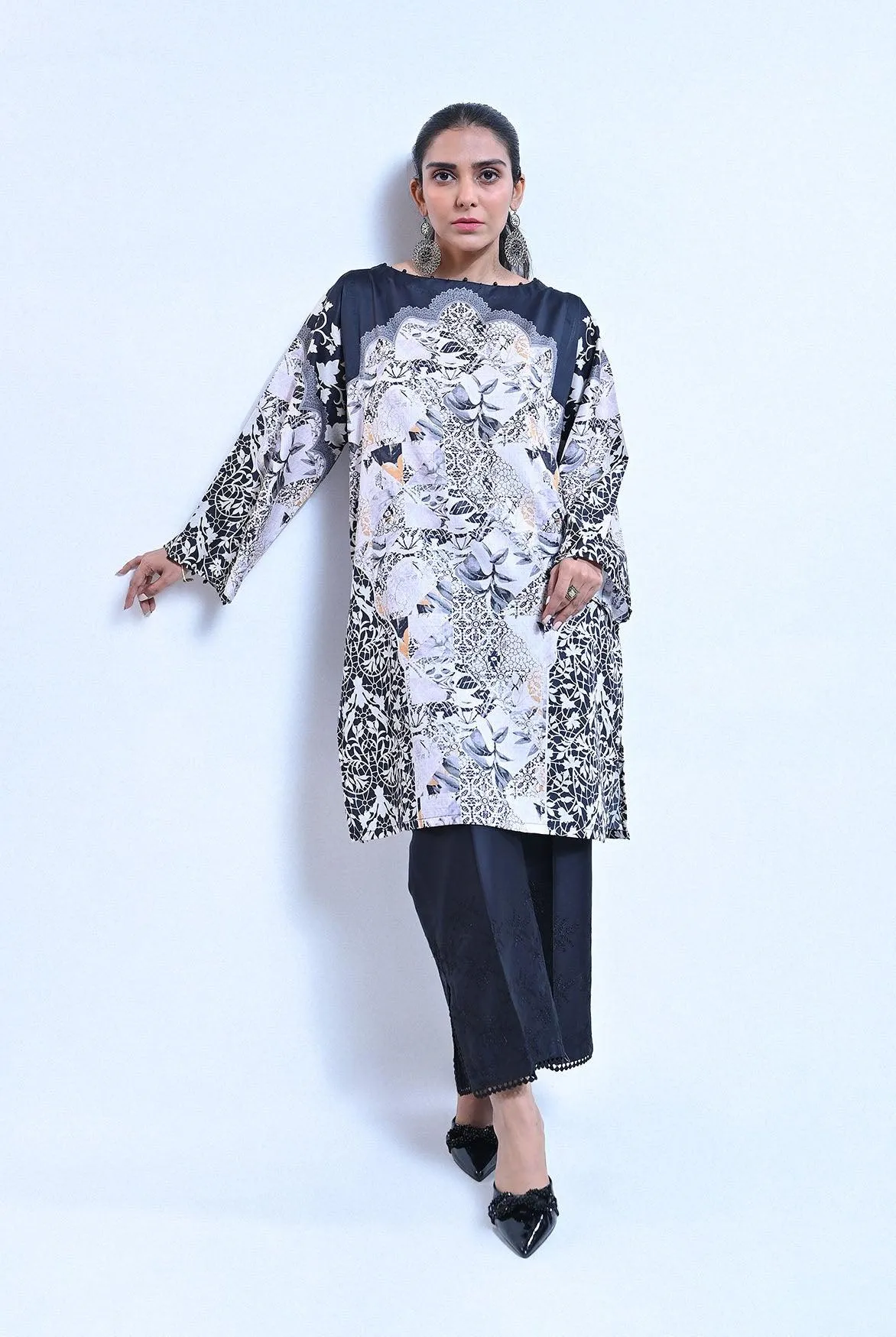 1Pc | RTW | Cotton Gray Satin Shirt