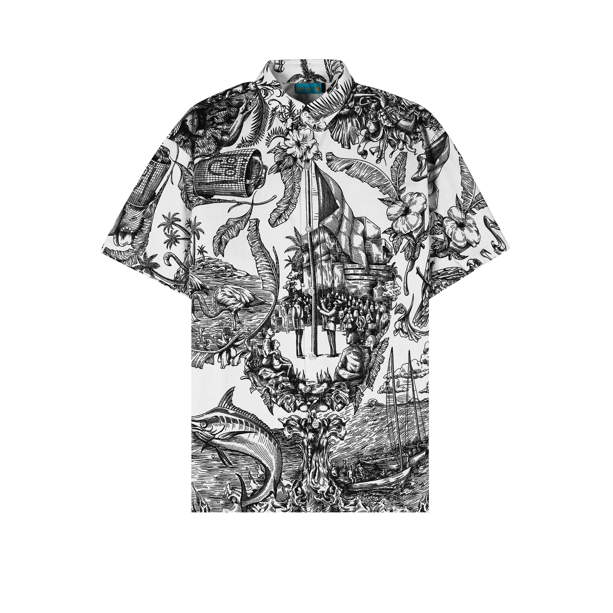 50TH INDEPENDENCE COTTON LINEN SHIRT-MONOCHROME