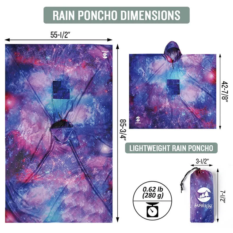 Adults Button Sleeve Rain Poncho Coat with Adjustable Hood