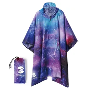 Adults Button Sleeve Rain Poncho Coat with Adjustable Hood