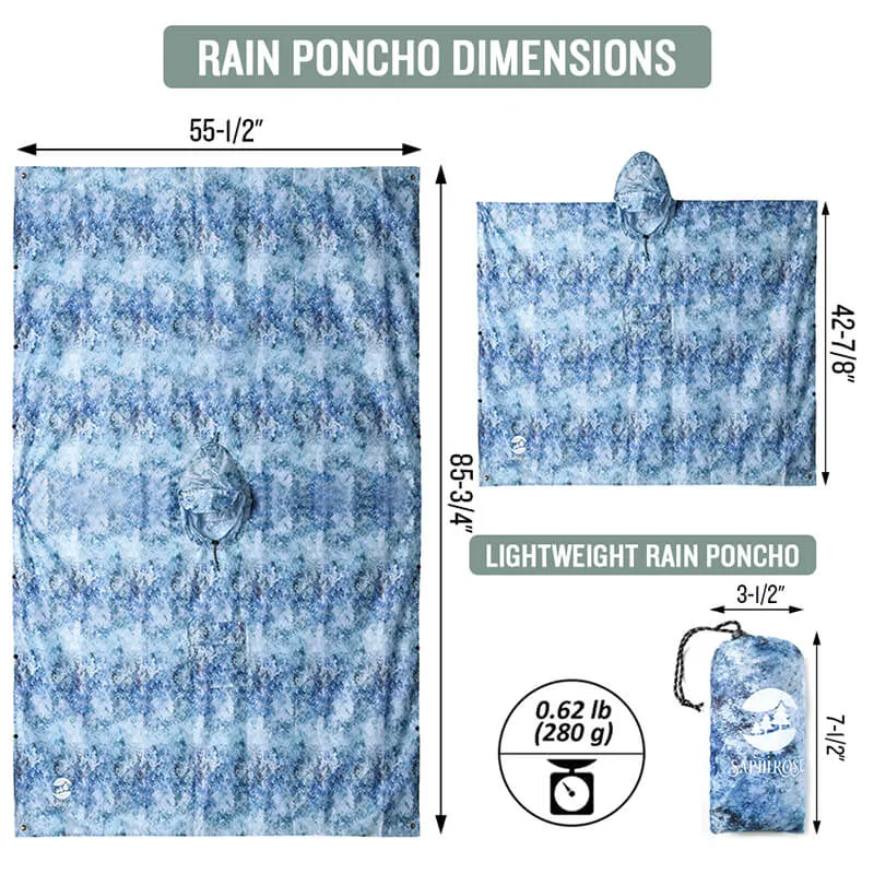 Adults Button Sleeve Rain Poncho Coat with Adjustable Hood
