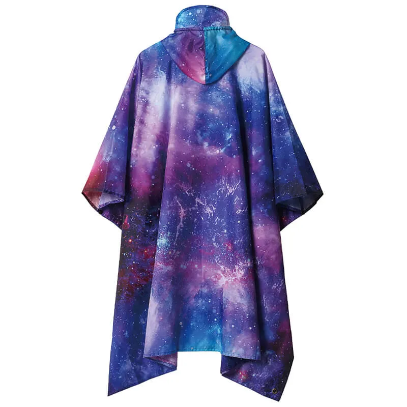 Adults Button Sleeve Rain Poncho Coat with Adjustable Hood