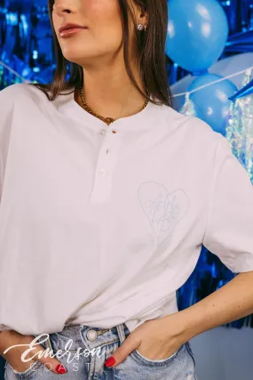 Alpha Delta Pi PR Dainty Heart Henley Tee