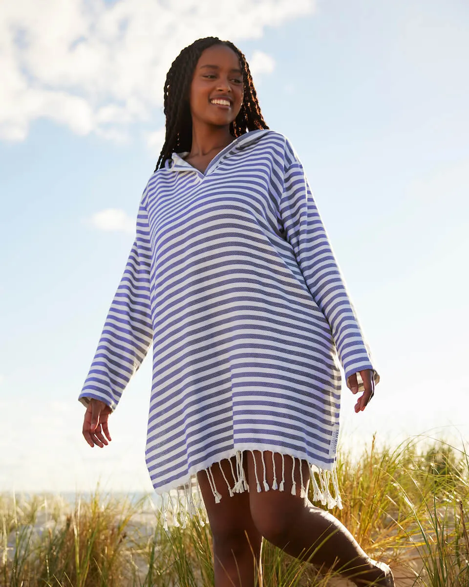 AMALFI Adult Hooded Towel Plus Size: Royal Blue/White