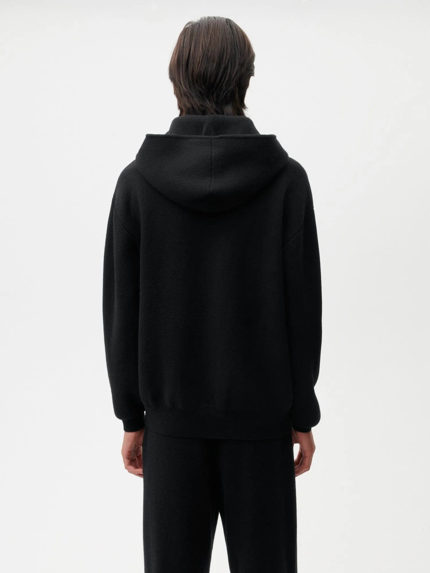 Archive Mens Recycled Cashmere Zipped Hoodie—black