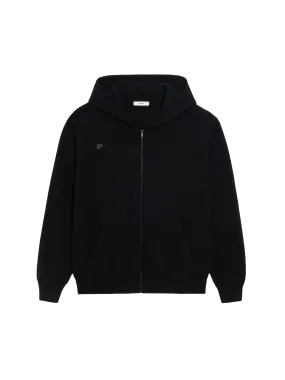 Archive Mens Recycled Cashmere Zipped Hoodie—black