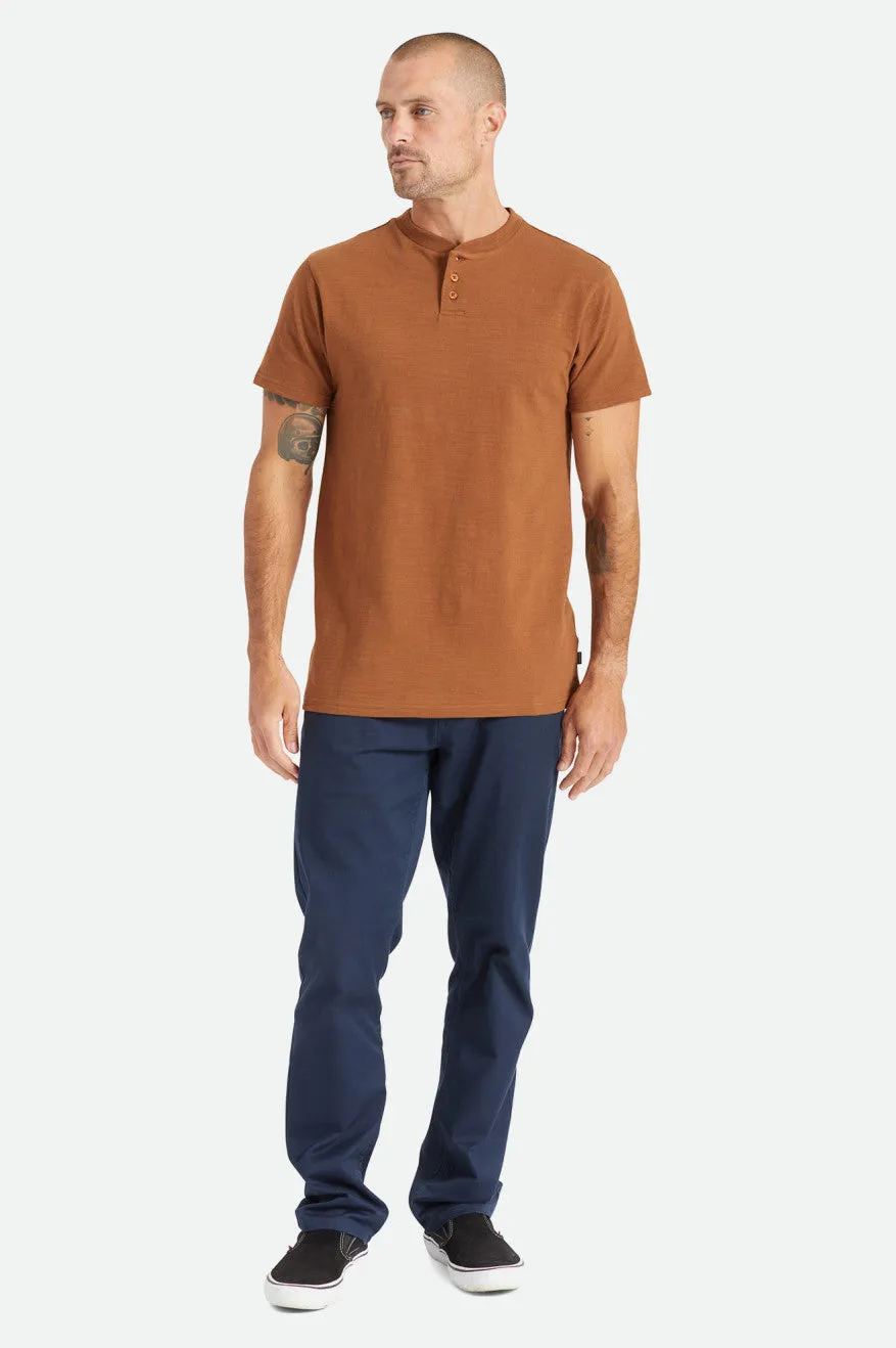 Basic Slub S/S Henley Tee - Bison