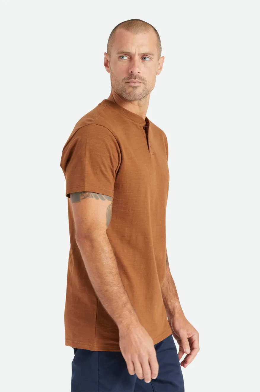 Basic Slub S/S Henley Tee - Bison