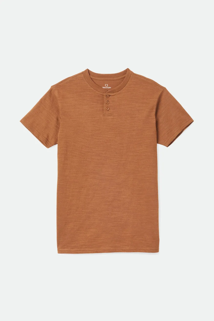 Basic Slub S/S Henley Tee - Bison