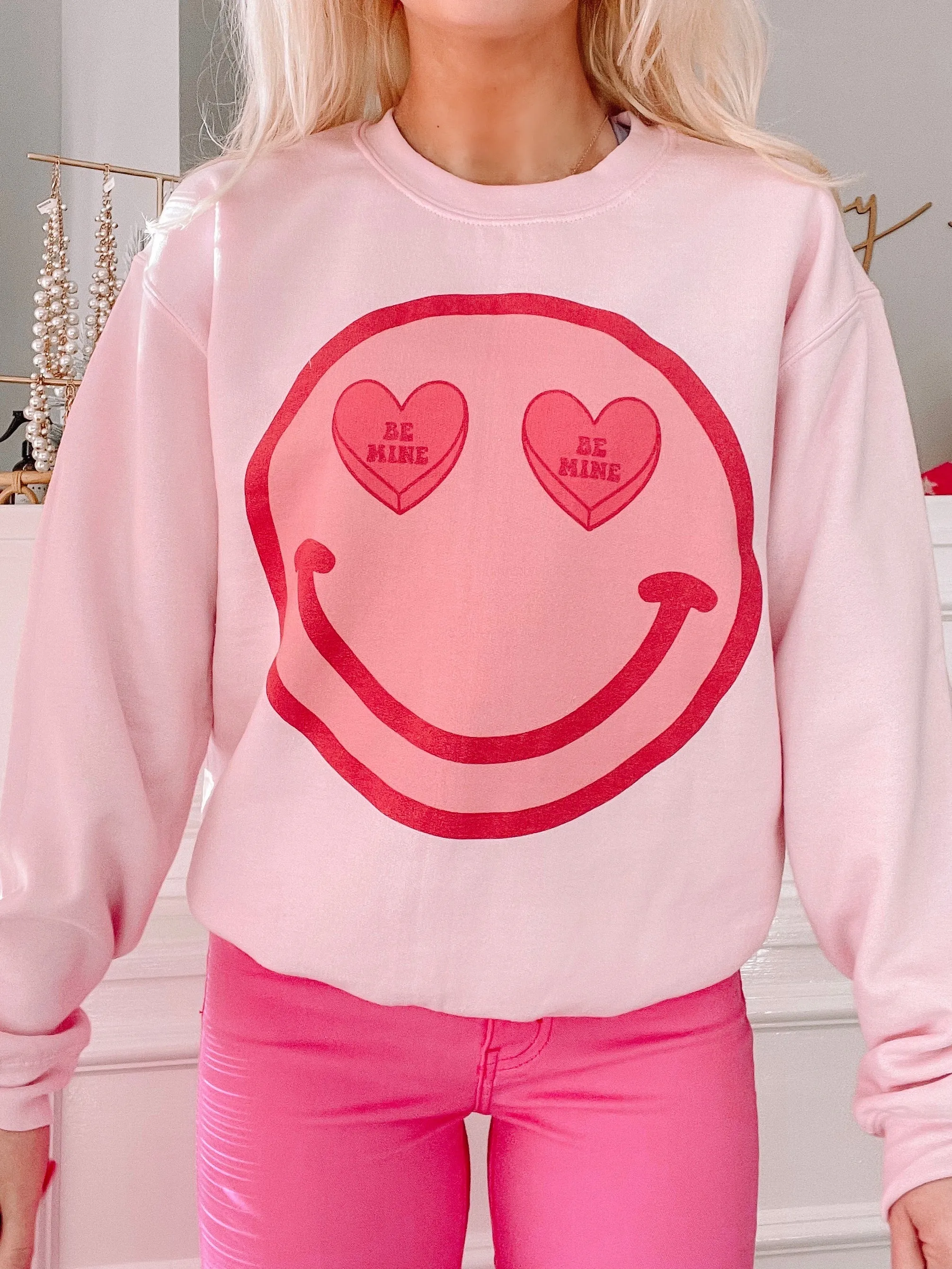 Be Mine Heart Smiley Crewneck