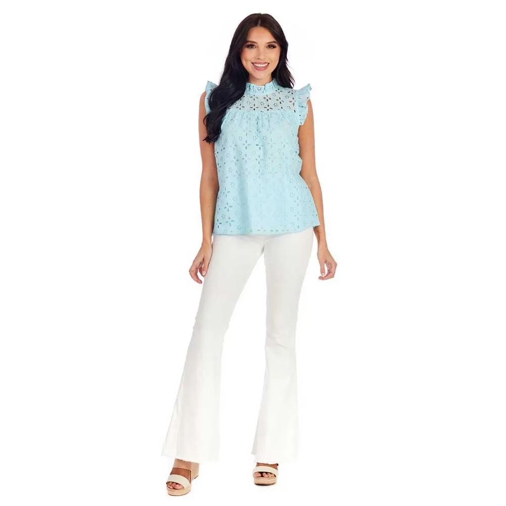 Bianca Eyelet Tank in Blue by Mud Pie