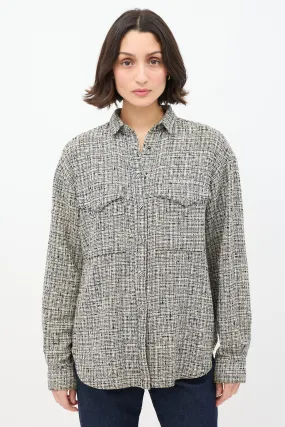 Black & White Cotton & Linen Tweed Shirt