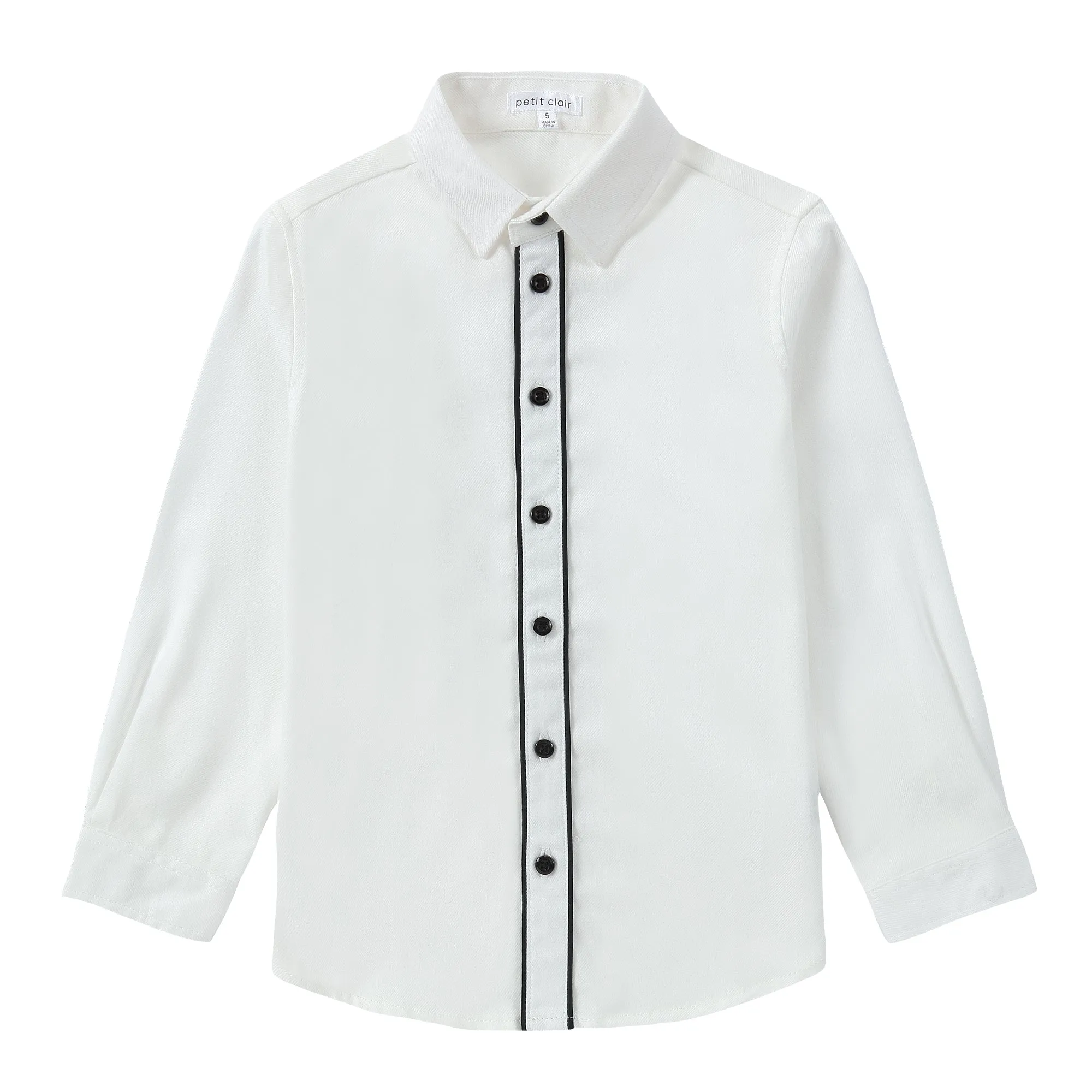 Black Piping Detail White Shirt