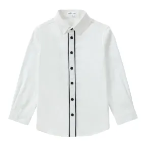 Black Piping Detail White Shirt