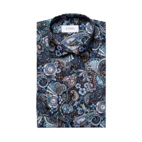 Blue Motif Signature Twill Contemporary Fit Shirt