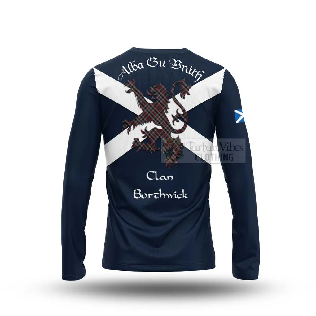 Borthwick Tartan Lion Rampant Long Sleeve T-Shirt  Proudly Display Your Heritage with Alba Gu Brath and Clan Name