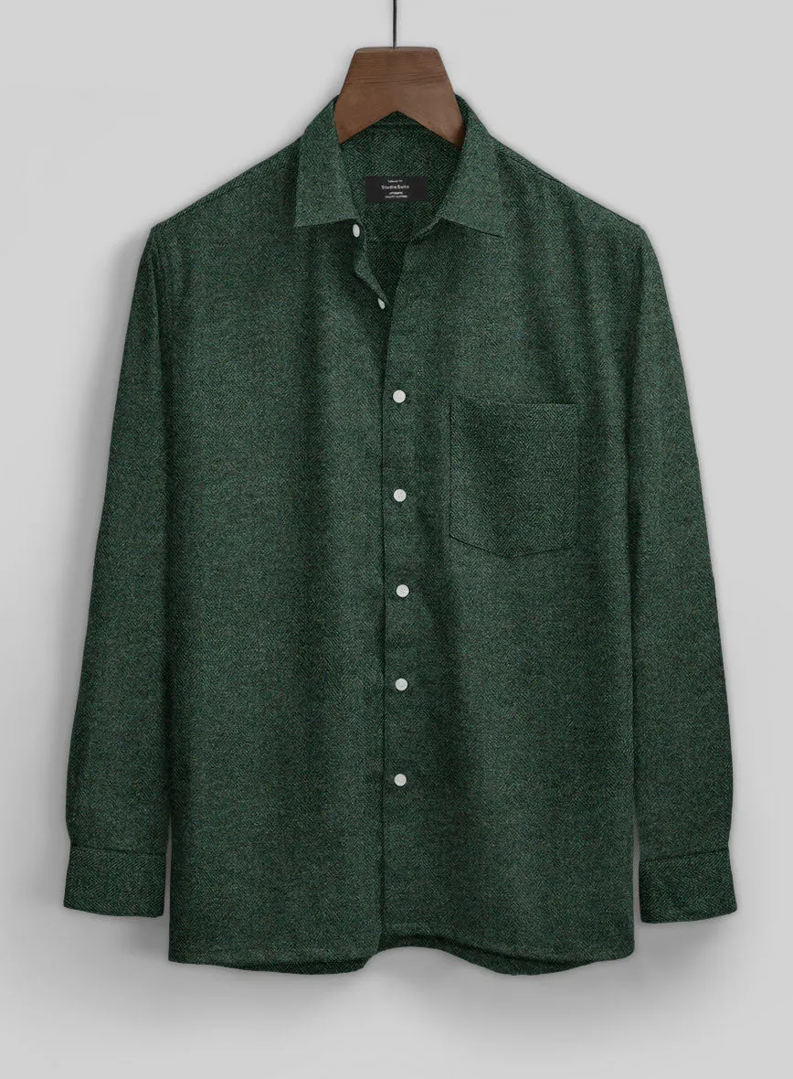 Bottle Green Herringbone Tweed Shirt