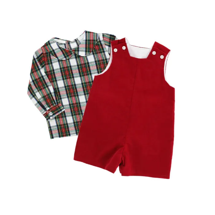 Boys Piped Shirt - Evergreen