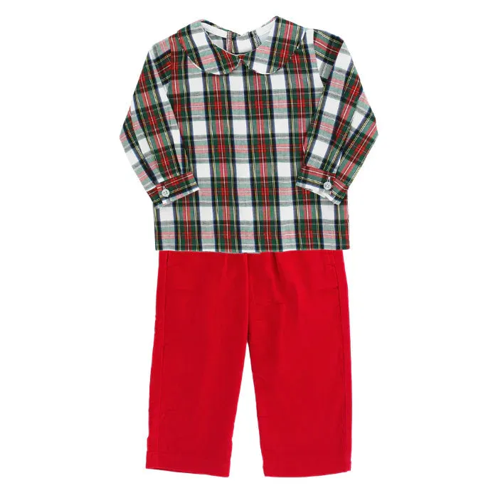 Boys Piped Shirt - Evergreen