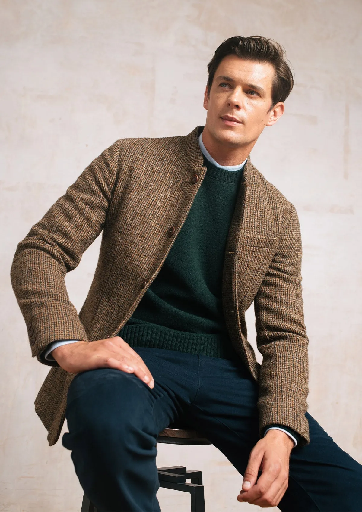 Brown Harris Tweed Nehru Jacket