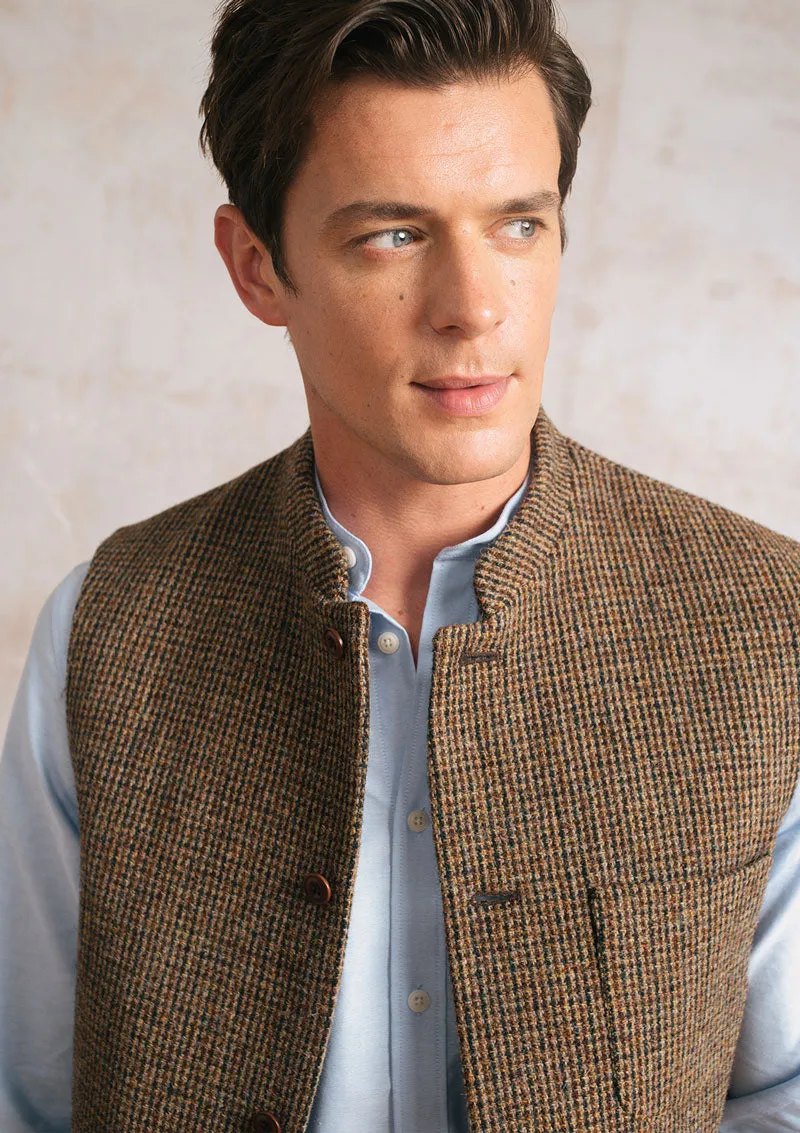 Brown Harris Tweed Nehru Waistcoat