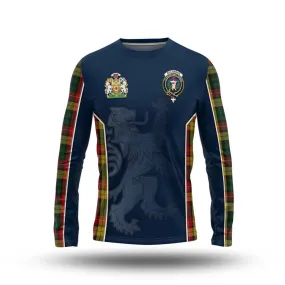 Buchanan Tartan Long Sleeve T-Shirt with Family Crest and Lion Rampant Vibes Sport Style