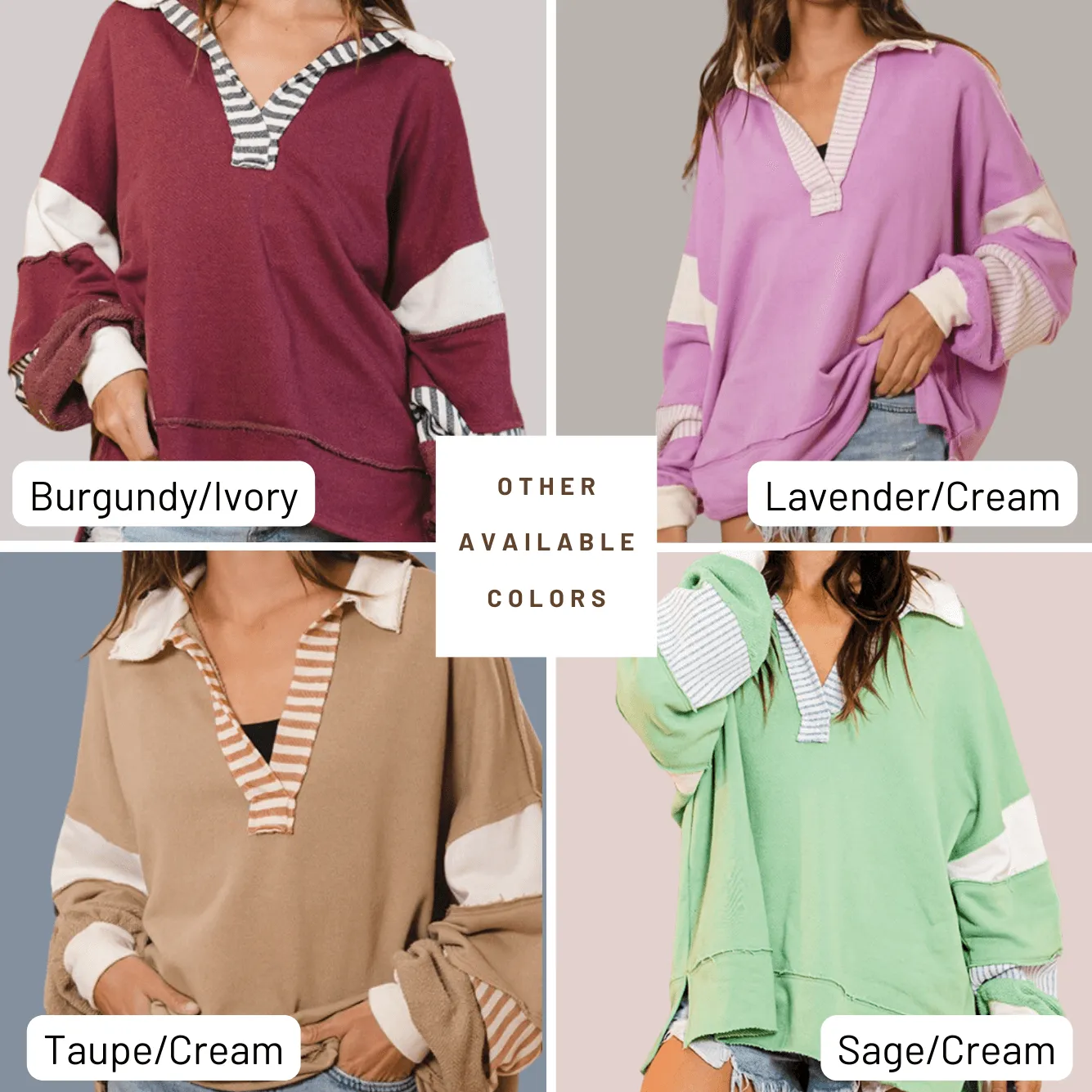 Bucket List Favorite Oversized Sweatshirt in Navy/Cream Made in USA