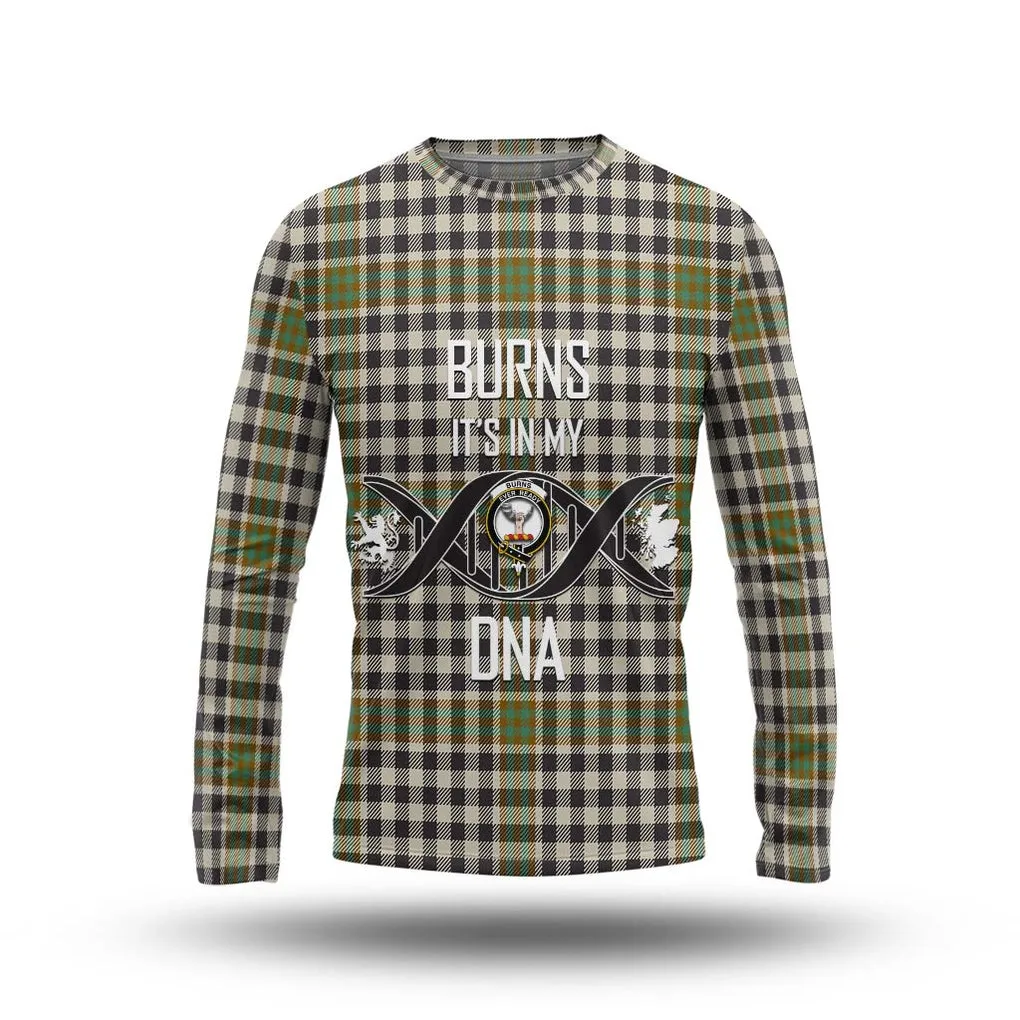 Burns Check Tartan Long Sleeve T-Shirt with Family Crest DNA In Me Style