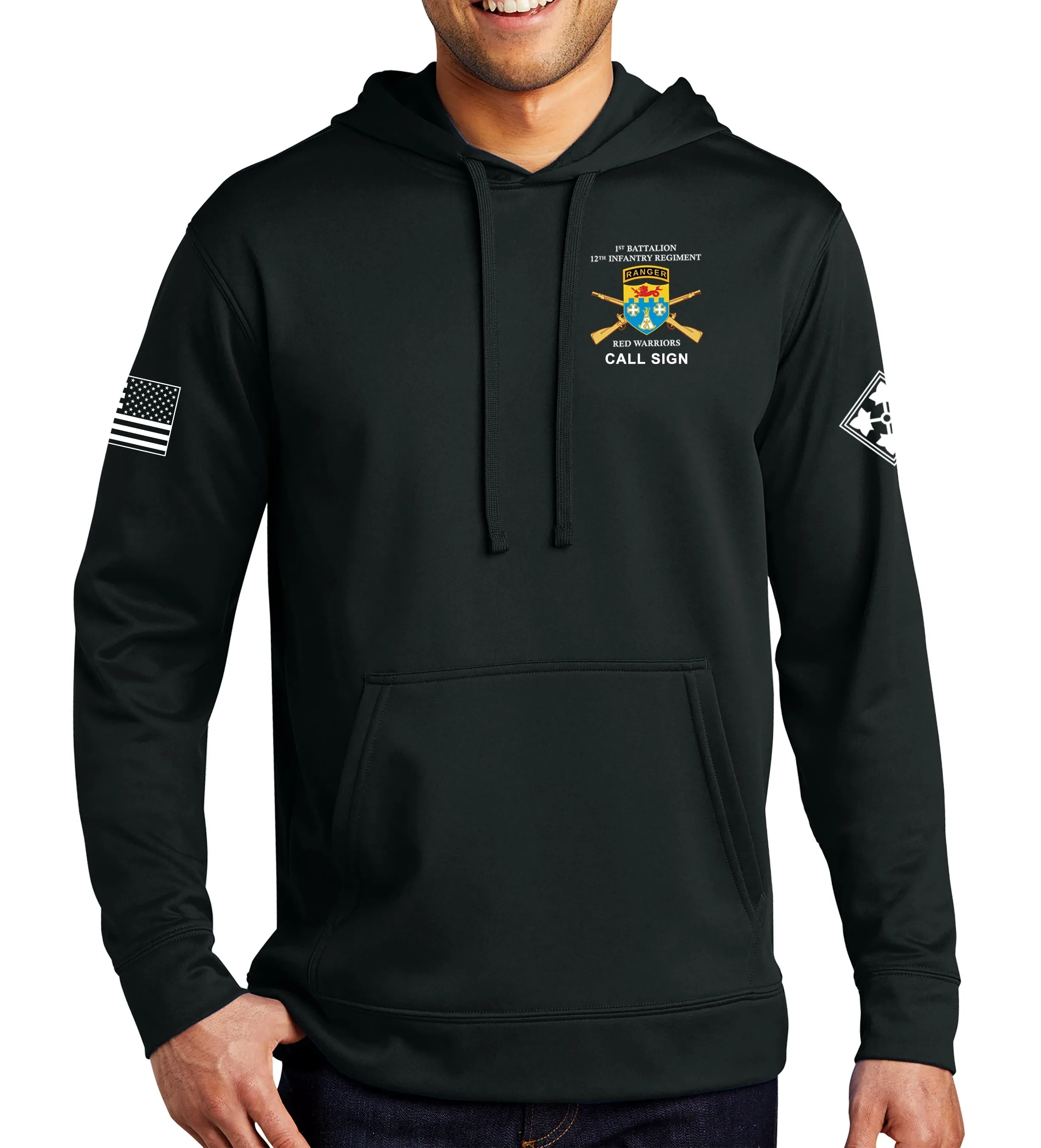 C Co Performance Hoodie Black on Black Sweatshirt. (This material is lighter than the 50-50) This sweatshirt is NOT approved for PT.