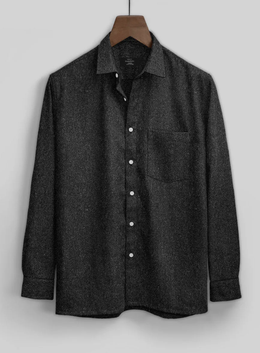 Charcoal Herringbone Tweed Shirt