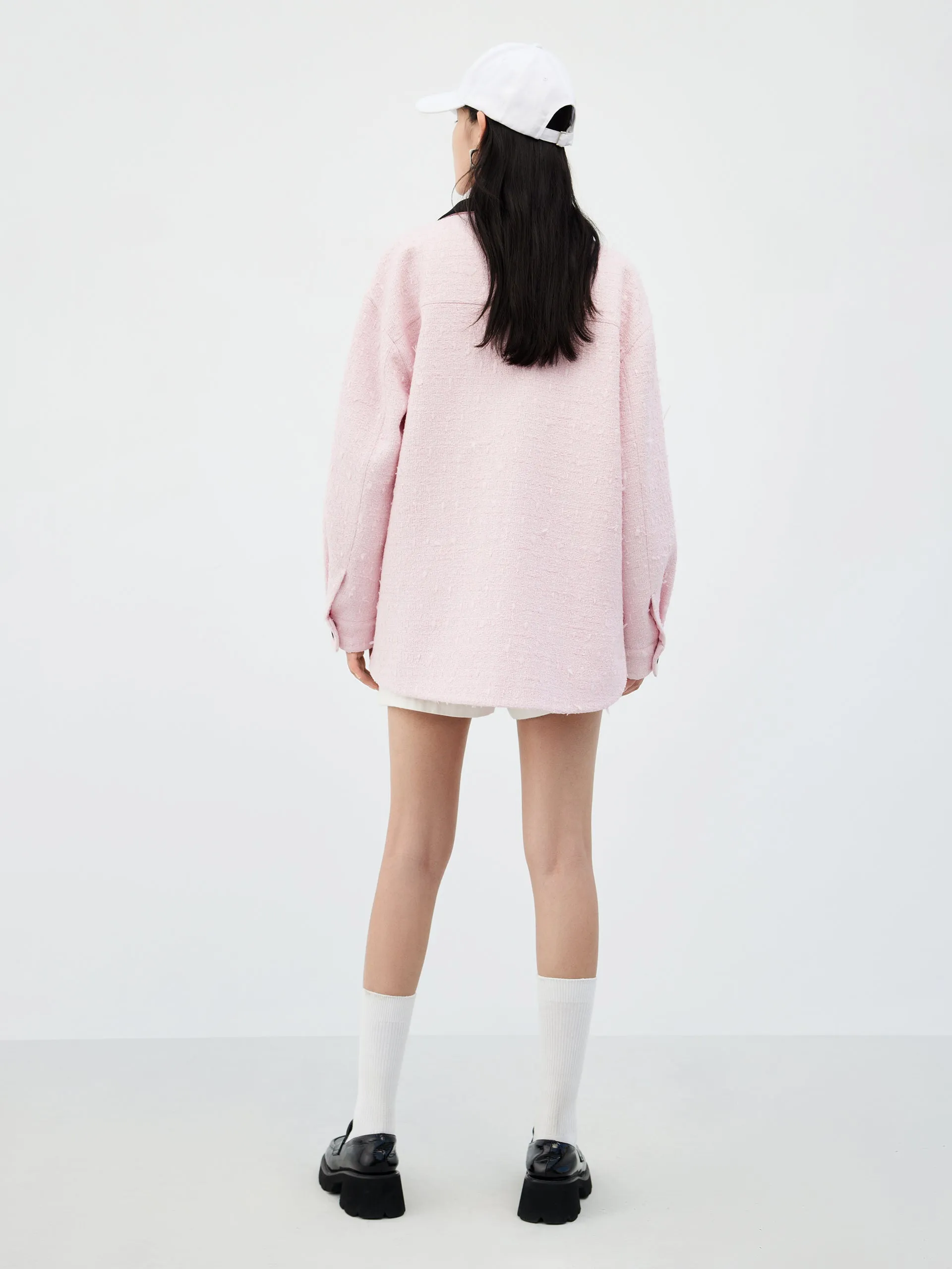 Contrast Tweed Shirt Jacket