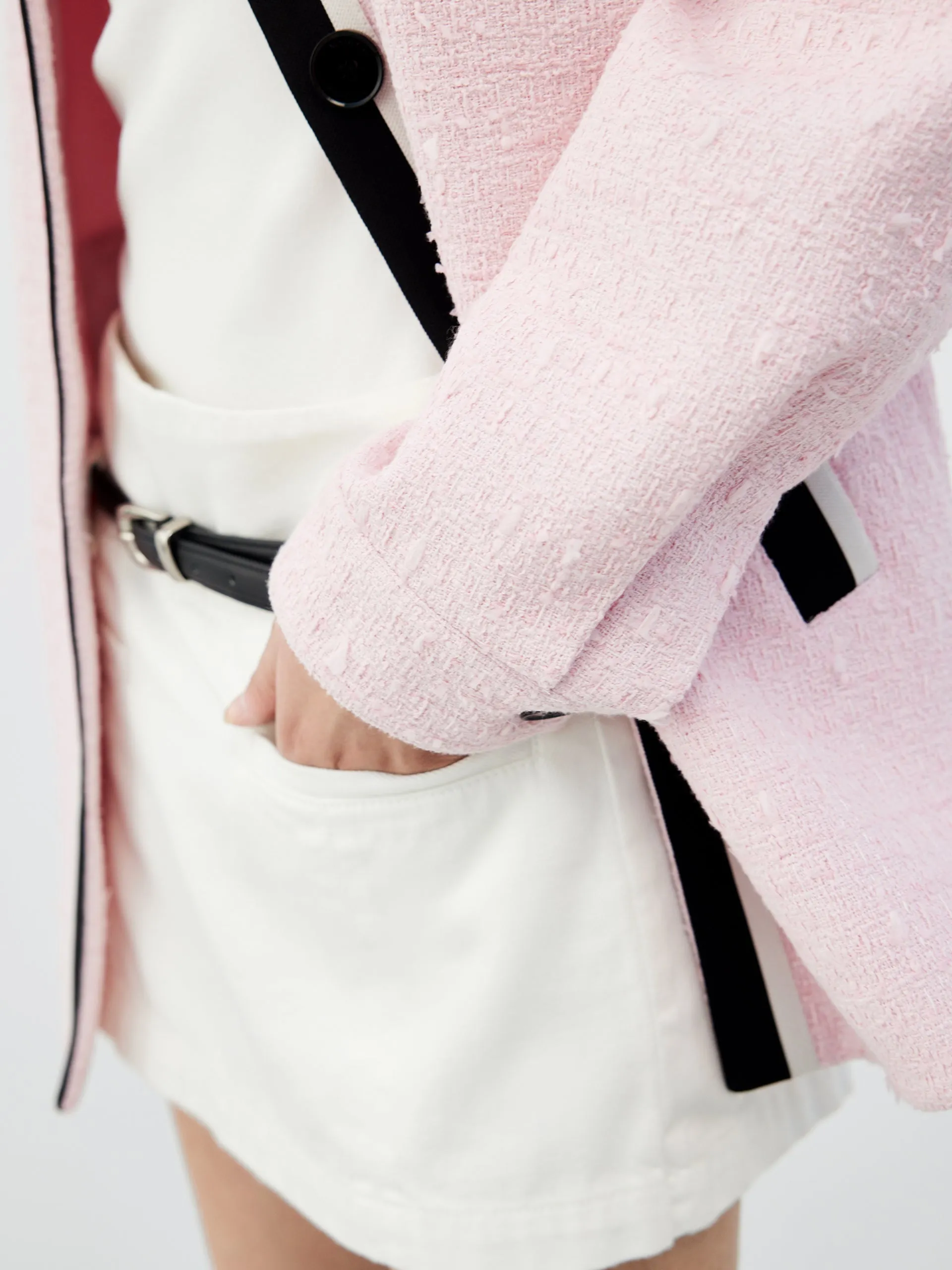 Contrast Tweed Shirt Jacket