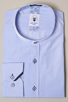 COOPER - Grandad Collar Sky Blue Stripe Shirt