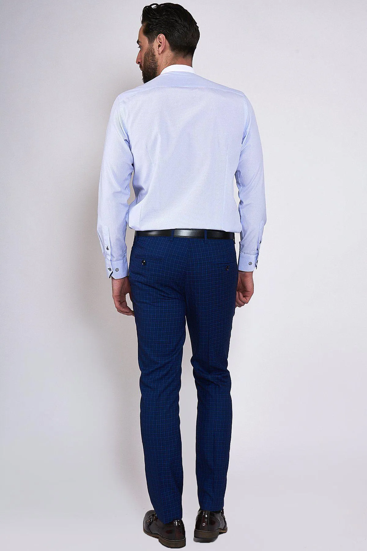 COOPER - Grandad Collar Sky Blue Stripe Shirt