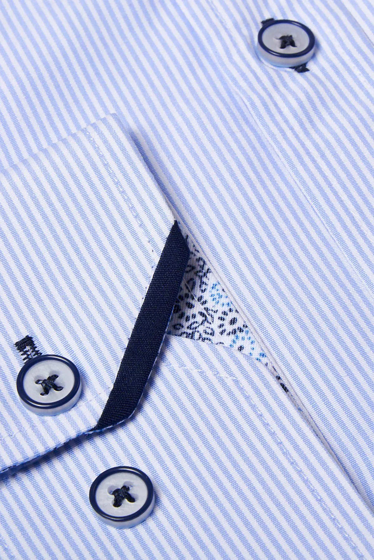 COOPER - Grandad Collar Sky Blue Stripe Shirt