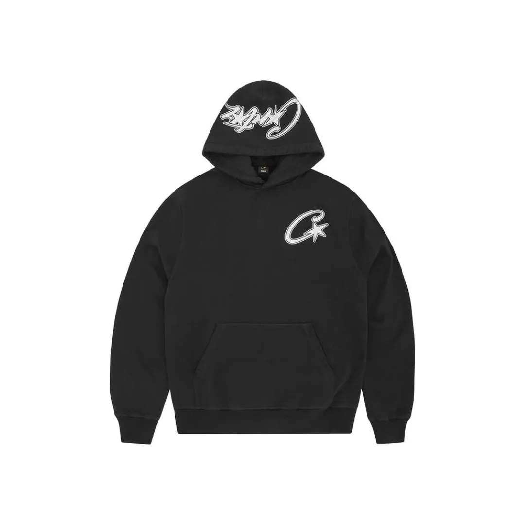 Corteiz Satin C Star Applique Hoodie 'Black' (2024)