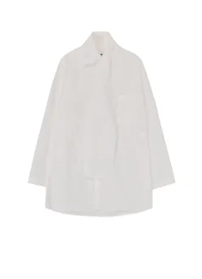 COTTON/LINEN WASHER TYPEWRITER  ASYMMETRICAL STOLE COLLAR SHIRT