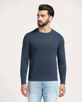 Crew Neck Teal Solid Sweatshirt - Joey