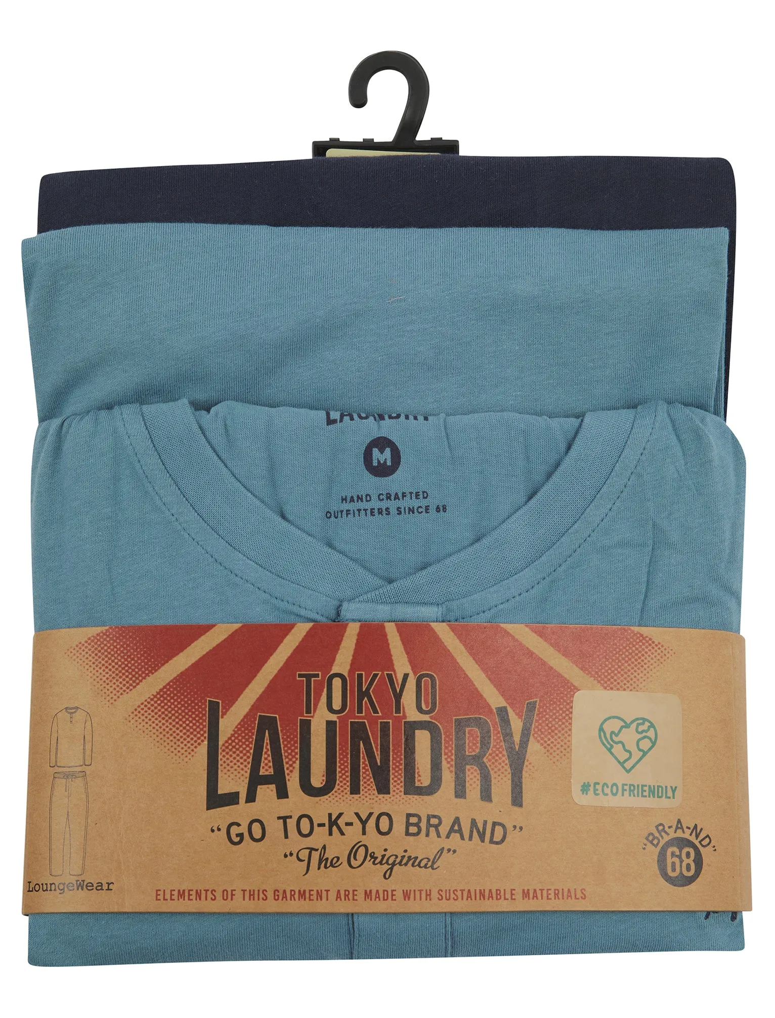 Deen 2pc Long Sleeve Cotton Loungewear Pyjama Set in Provincial Blue - Tokyo Laundry