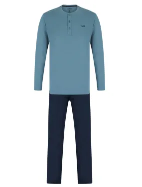 Deen 2pc Long Sleeve Cotton Loungewear Pyjama Set in Provincial Blue - Tokyo Laundry