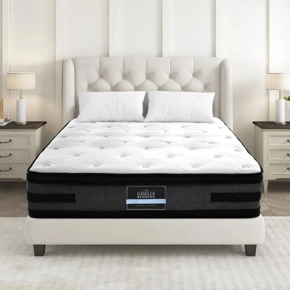 Double Premium Package | Henley LED Bed White, Luna Series Euro Top Mattress (Medium Firm) & Bamboo Mattress Topper!