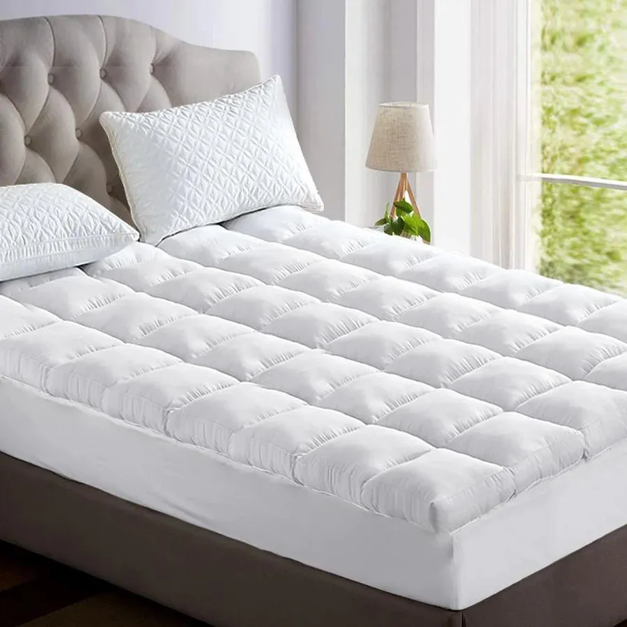 Double Premium Package | Henley LED Bed White, Luna Series Euro Top Mattress (Medium Firm) & Bamboo Mattress Topper!