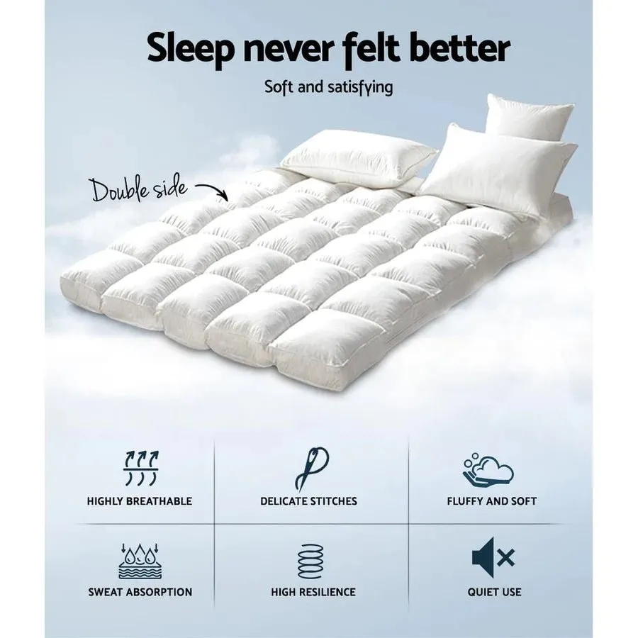Double Premium Package | Henley LED Bed White, Luna Series Euro Top Mattress (Medium Firm) & Bamboo Mattress Topper!