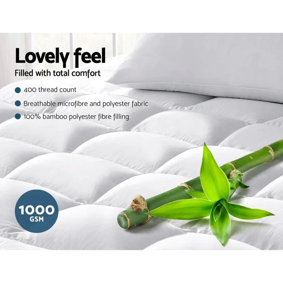 Double Premium Package | Henley LED Bed White, Luna Series Euro Top Mattress (Medium Firm) & Bamboo Mattress Topper!