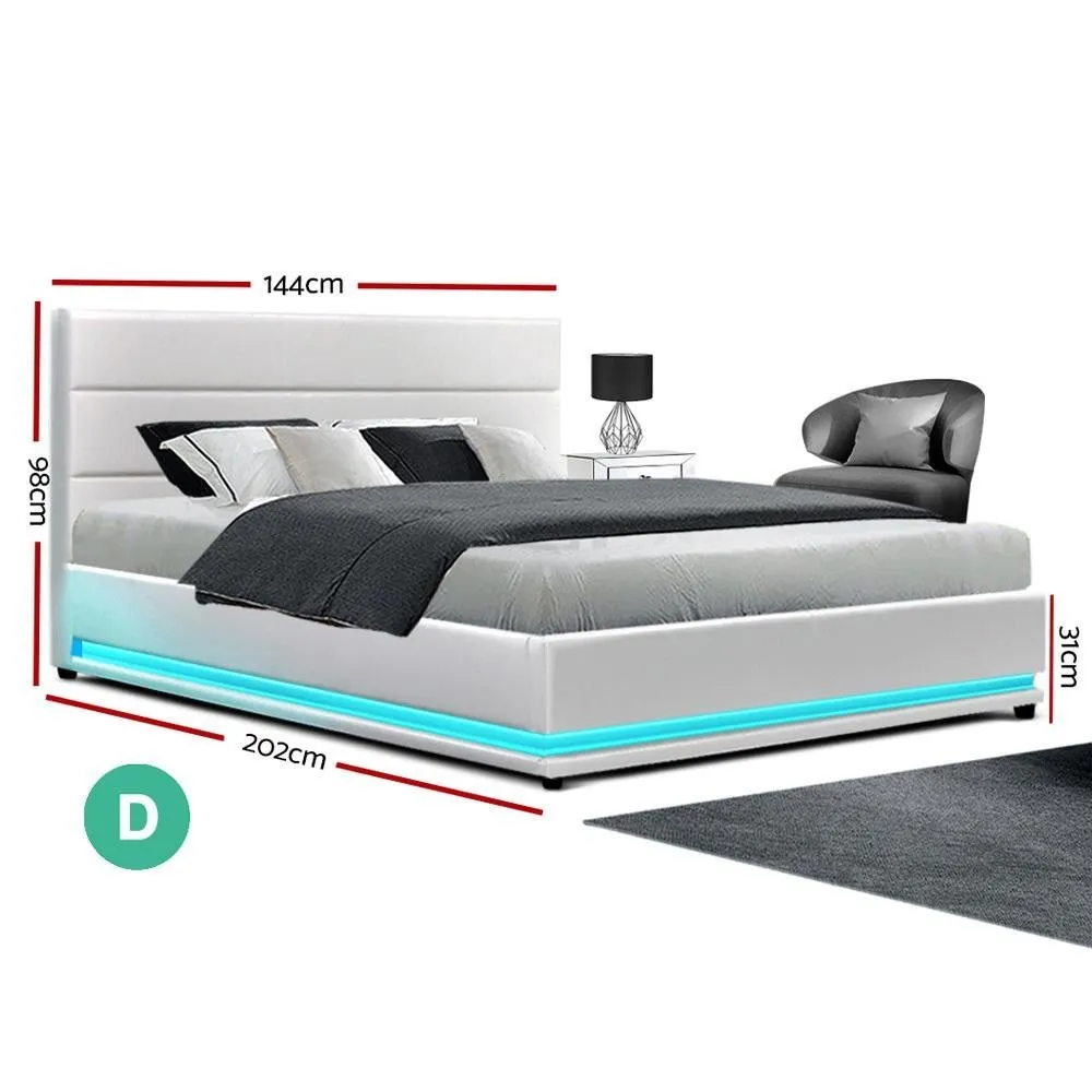 Double Premium Package | Henley LED Bed White, Luna Series Euro Top Mattress (Medium Firm) & Bamboo Mattress Topper!
