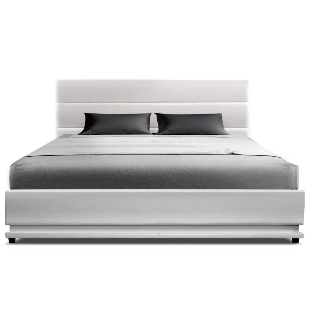 Double Premium Package | Henley LED Bed White, Luna Series Euro Top Mattress (Medium Firm) & Bamboo Mattress Topper!