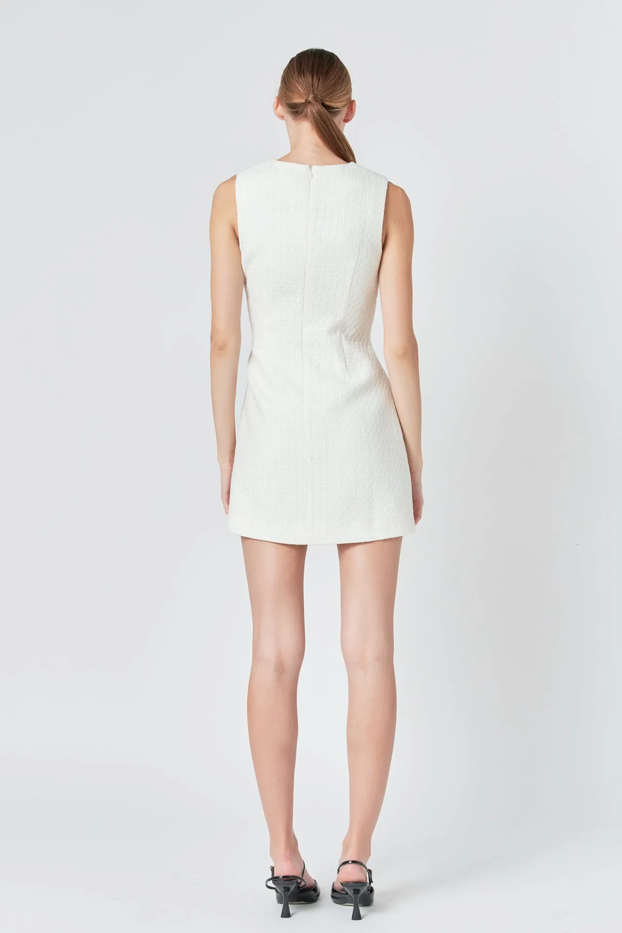 Endless Rose - Satin Bow Tweed Shirt Dress