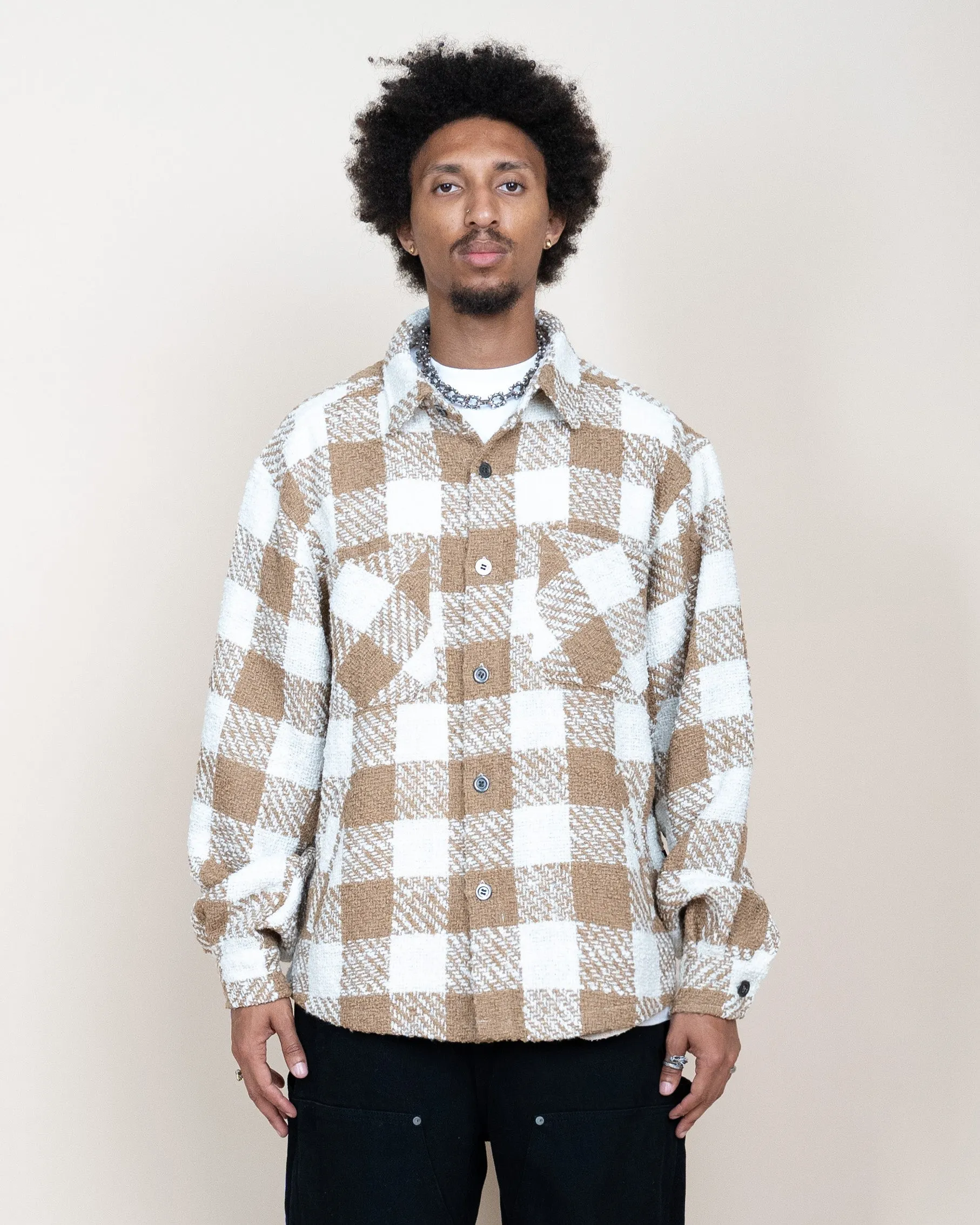 EPTM TWEED FLANNEL SHIRT- KHAKI